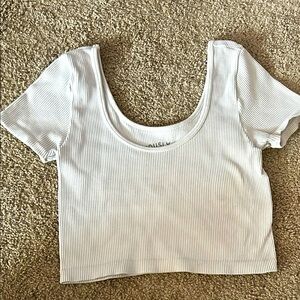 Aeropostale White Short Sleeve Crop T-Shirt